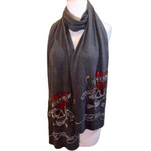 Vintage Y2K Ed Hardy Rhinestone Scarf Wrap